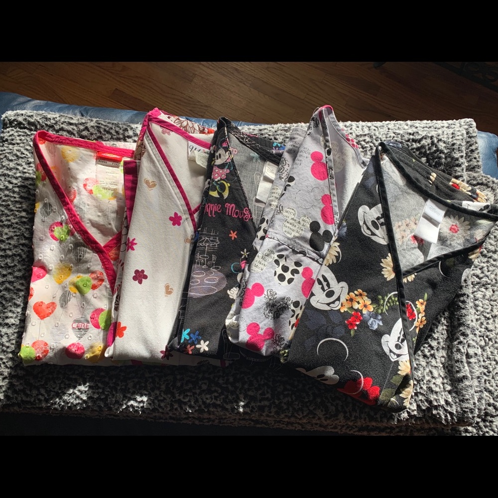 5 scrub tops M/L